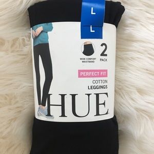 HUE Black leggings 2 pack large